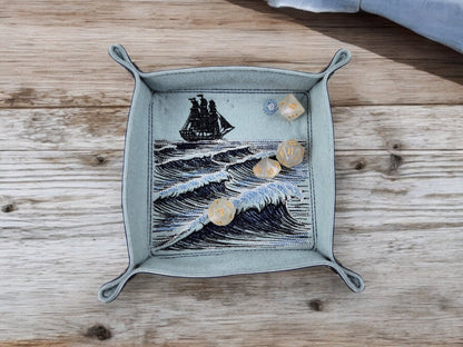 Ocean waves and sailboat dice tray - Rowan Gate