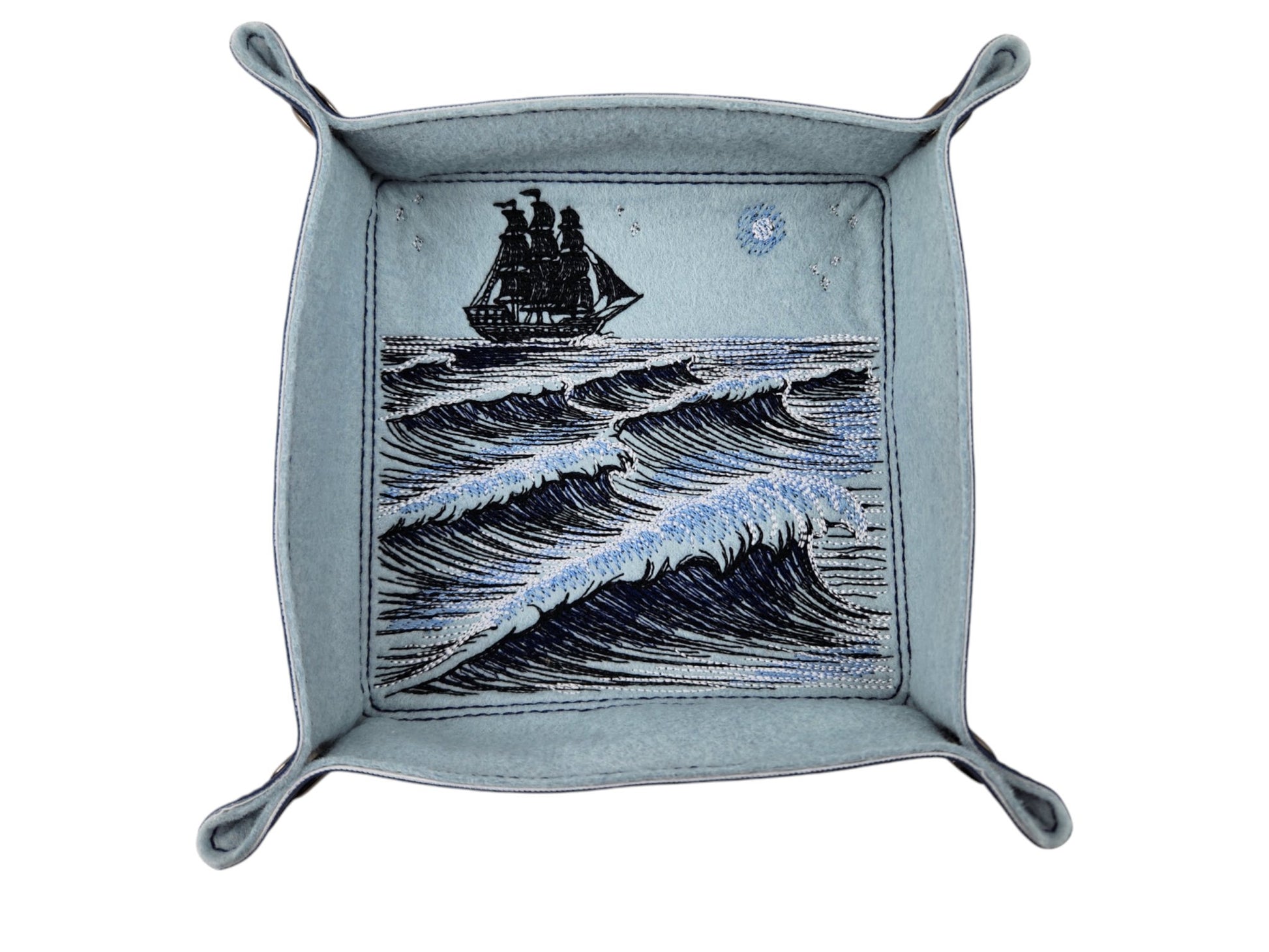 Ocean waves and sailboat dice tray - Rowan Gate