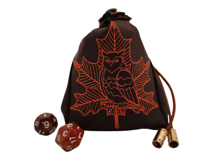 Owl and leaf dice bag - Rowan Gate