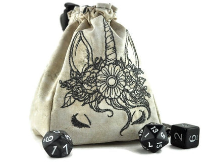 Pretty unicorn dice bag - Rowan Gate