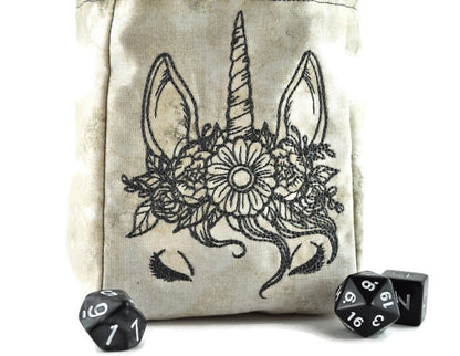 Pretty unicorn dice bag - Rowan Gate