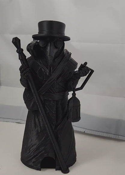 Plague doctor gift set, dice tower, dice bag and set of dice.