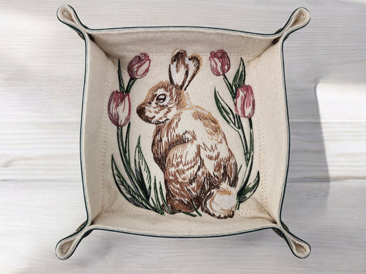 Rabbit and tulip dice tray - Rowan Gate