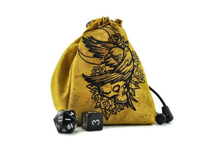 raven, skull and moon dice bag - Rowan Gate