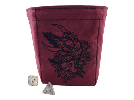 Raven, skull and moon dice bag - Rowan Gate