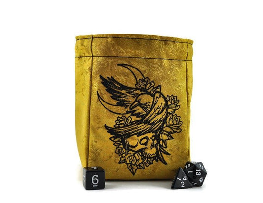 raven, skull and moon dice bag - Rowan Gate