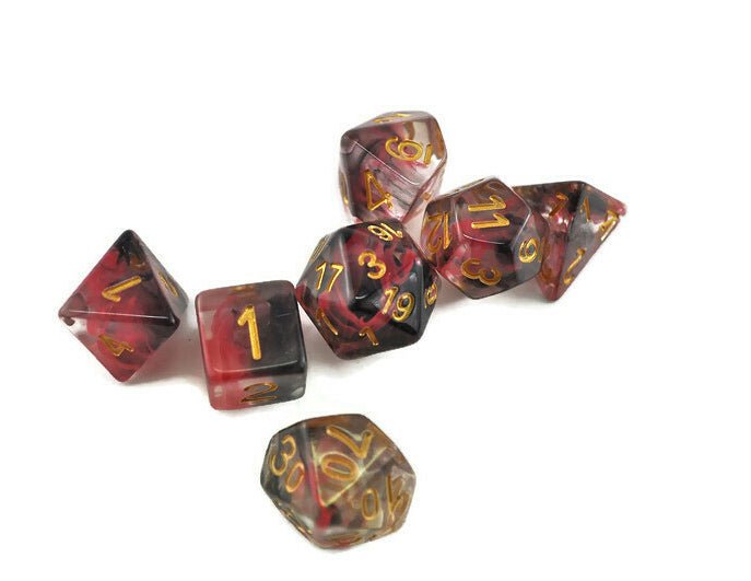 Red and Black smoke dice set - Rowan Gate