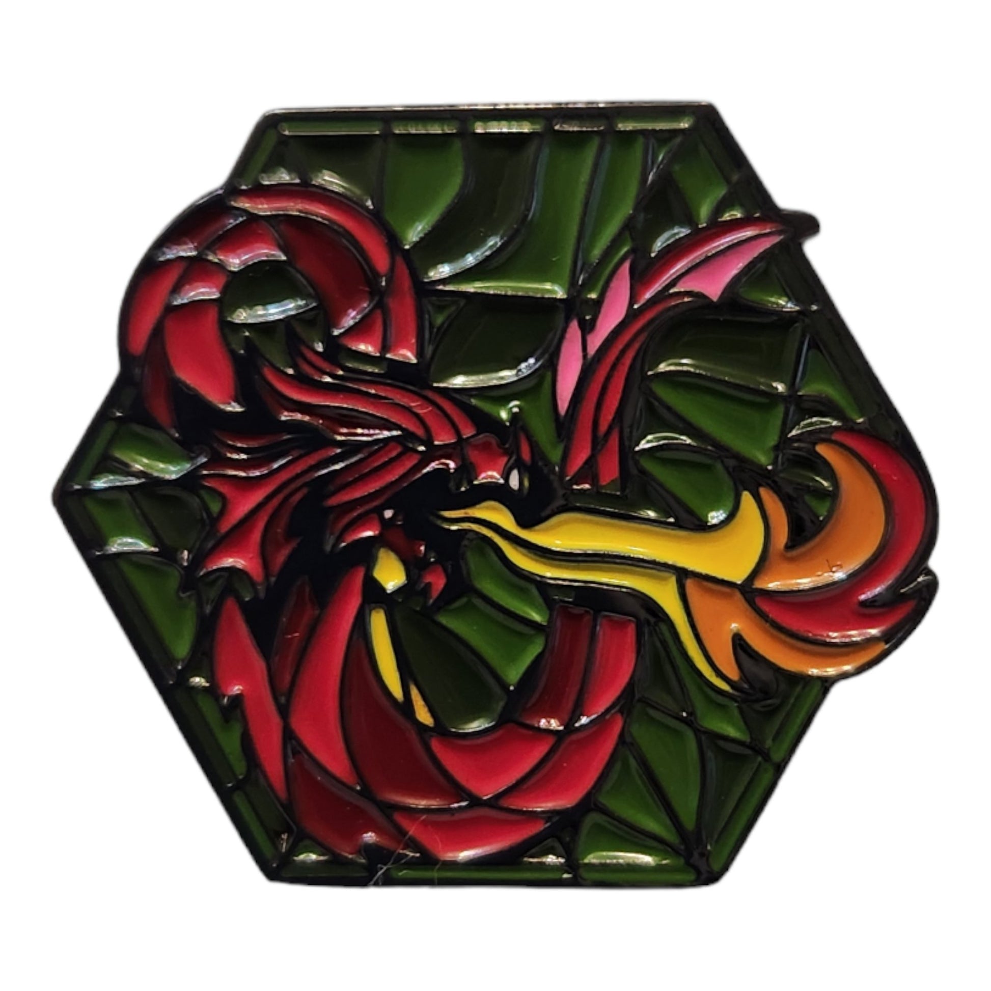 Red Dragon-stained glass style enamel pin - Rowan Gate