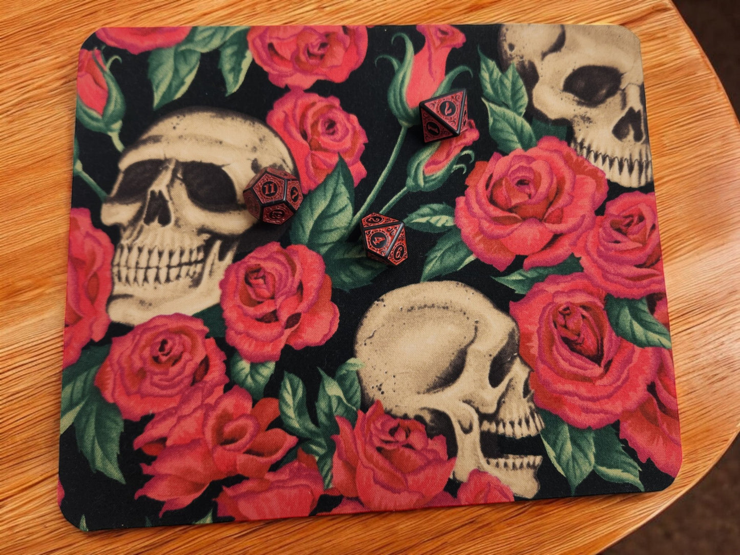 Rose and Skull desk set, mouse pad, coaster - Rowan Gate