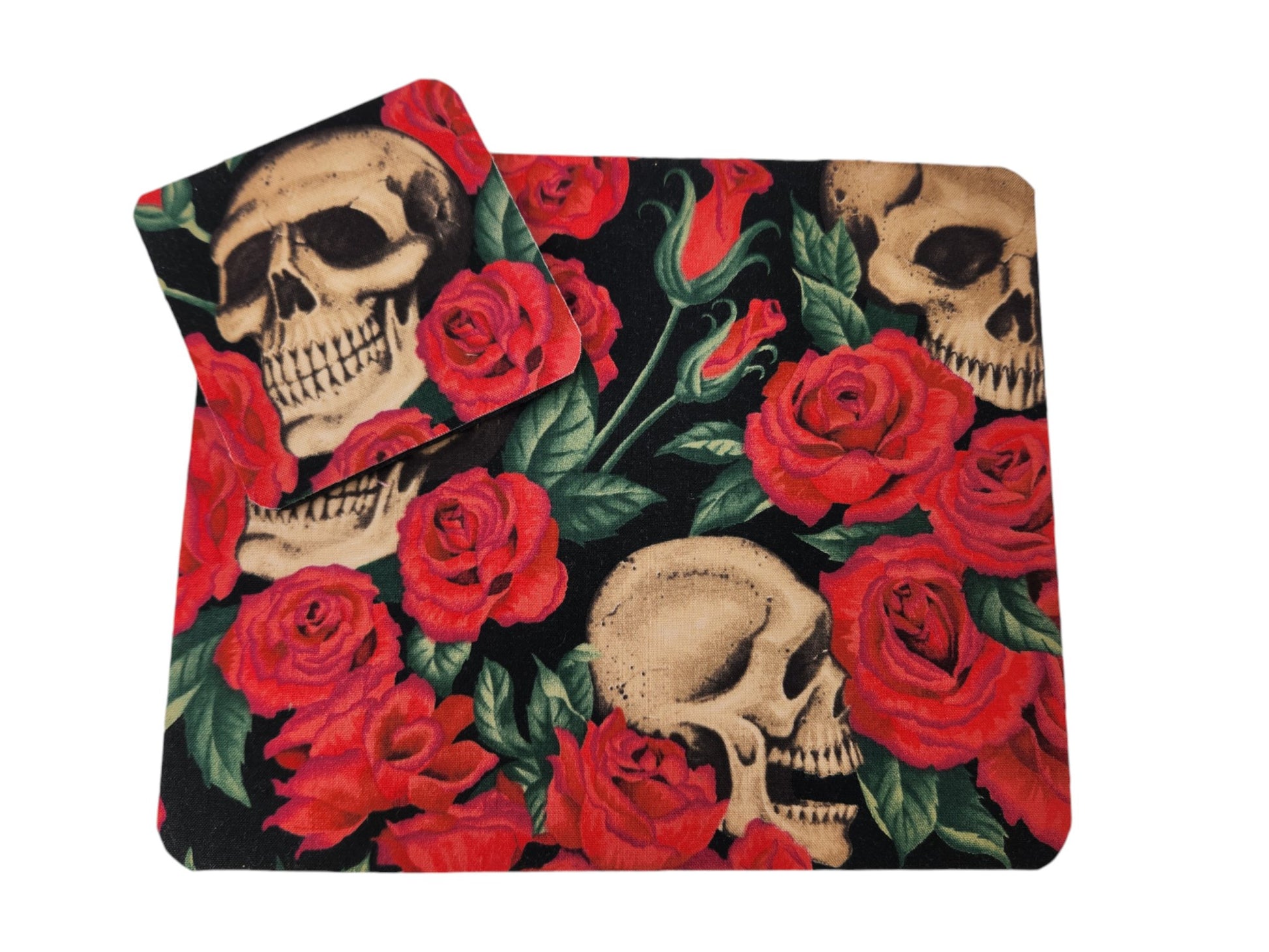 Rose and Skull desk set, mouse pad, coaster - Rowan Gate