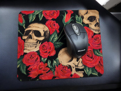 Rose and Skull desk set, mouse pad, coaster - Rowan Gate