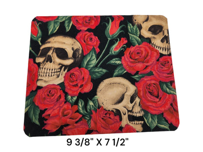 Rose and Skull desk set, mouse pad, coaster - Rowan Gate