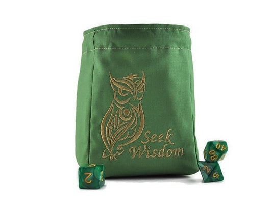 Seek wisdom owl dice bag - Rowan Gate