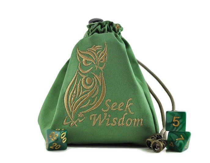 Seek wisdom owl dice bag - Rowan Gate