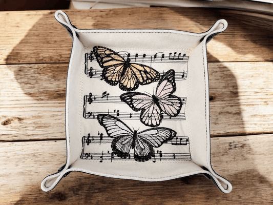 Sheet music and butterflies dice tray - Rowan Gate