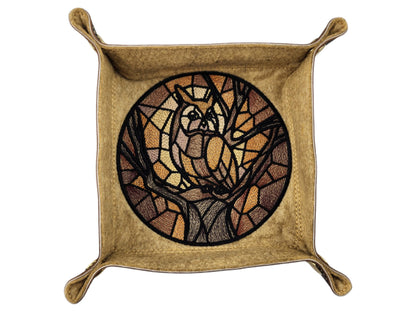 Stained glass style owl dice tray - Rowan Gate