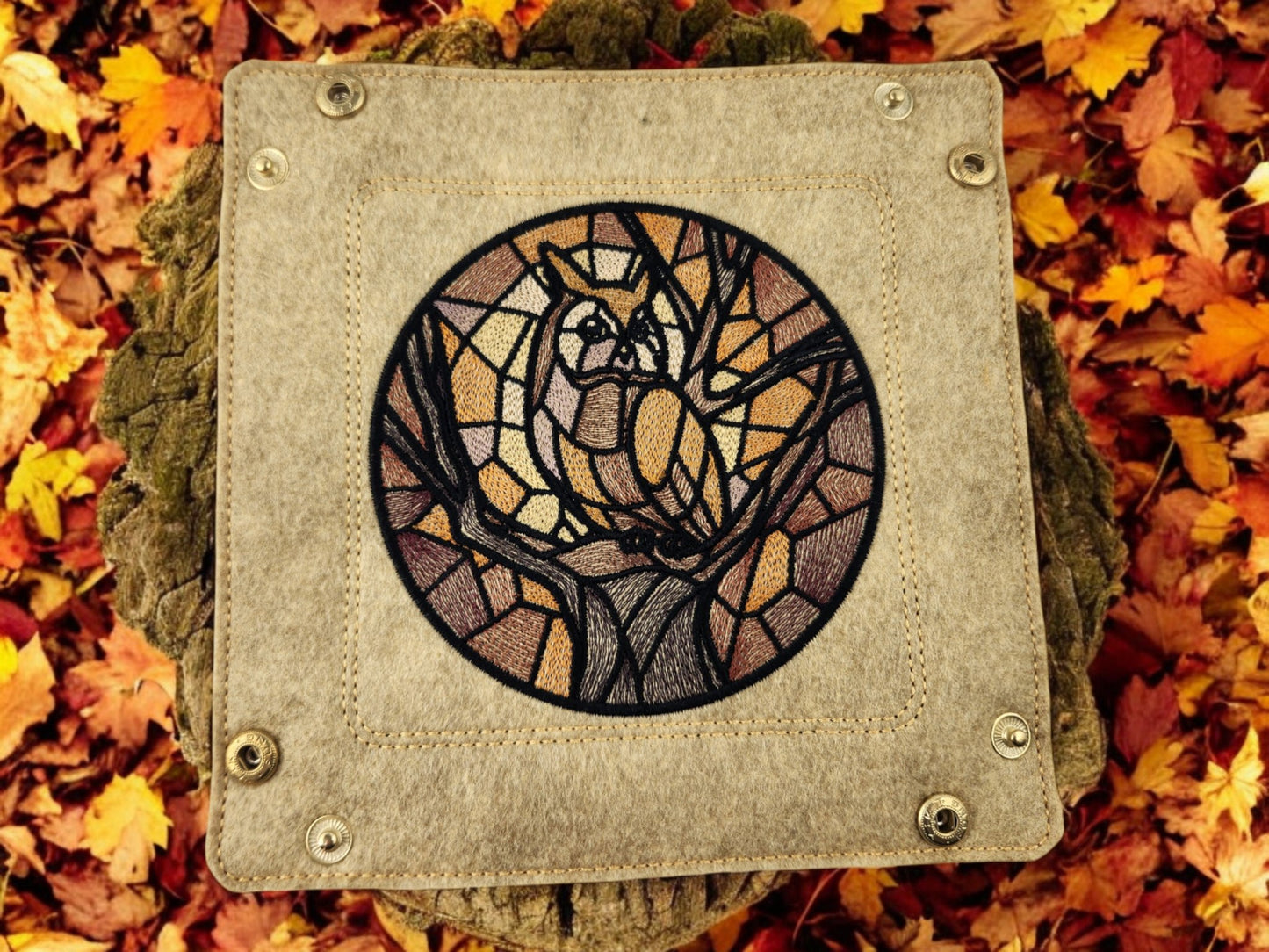 Stained glass style owl dice tray - Rowan Gate