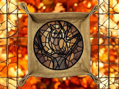 Stained glass style owl dice tray - Rowan Gate