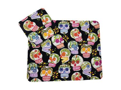 Sugar Skull themed desk set, mouse pad, coaster - Rowan Gate