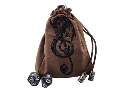 Treble Clef Dragon Dice Bag - Rowan Gate