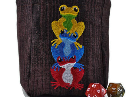 Trio of Frogs dice bag - Rowan Gate