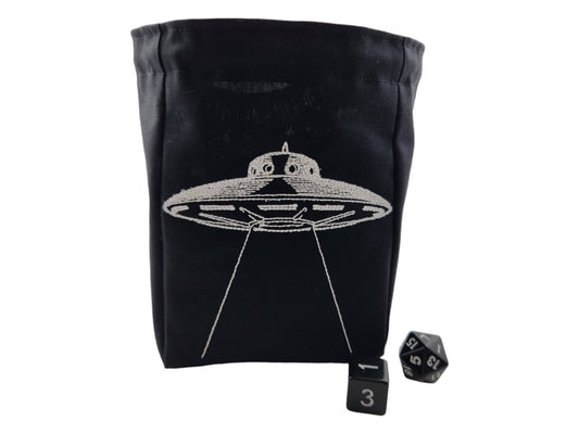 UFO spaceship, glow in the dark, dice bag - Rowan Gate