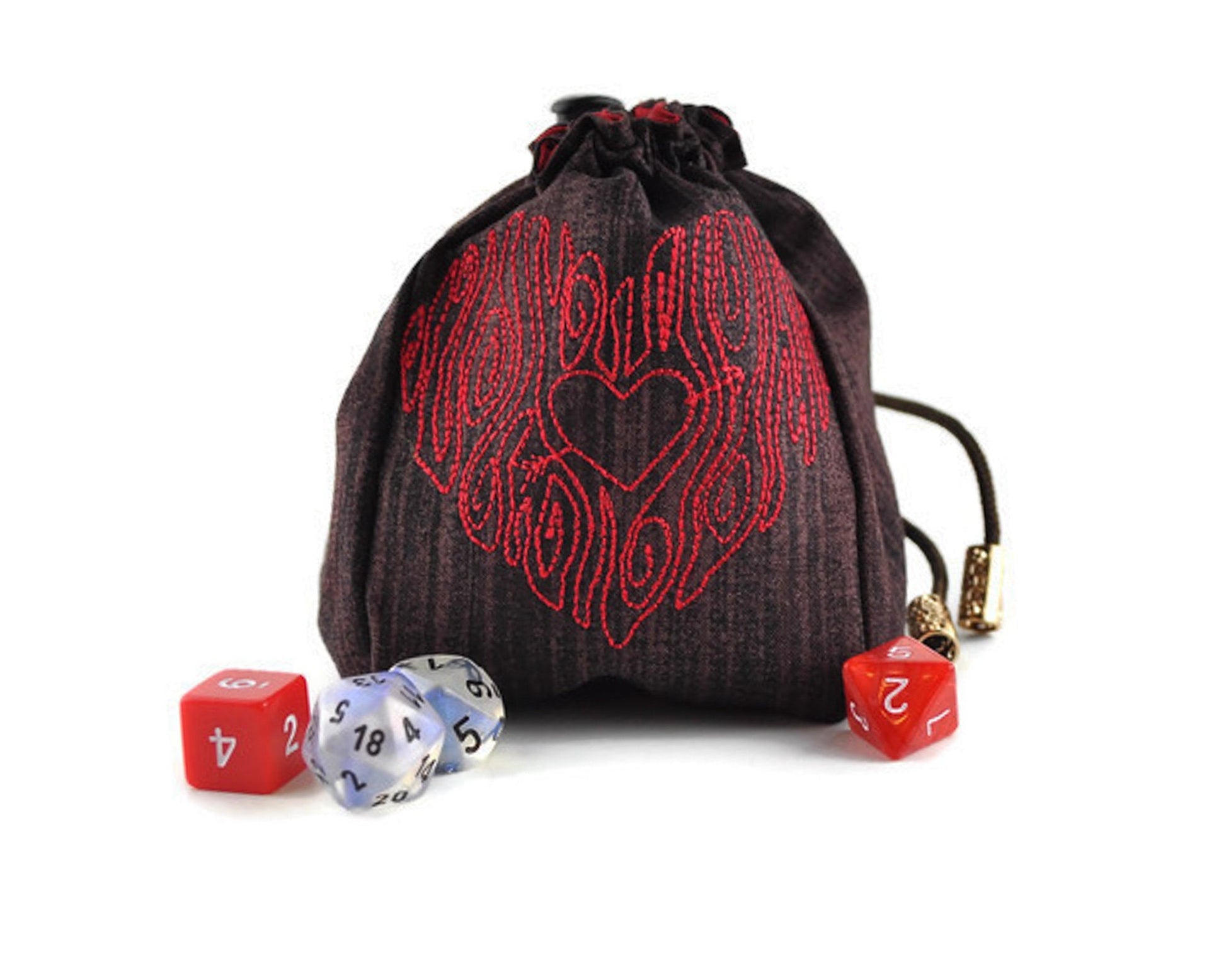 Wooden Heart Dice Bag - Rowan Gate