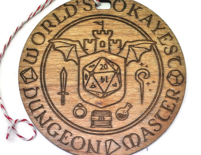 World's Okayest DM dnd Ornament - Golden Oak - Rowan Gate