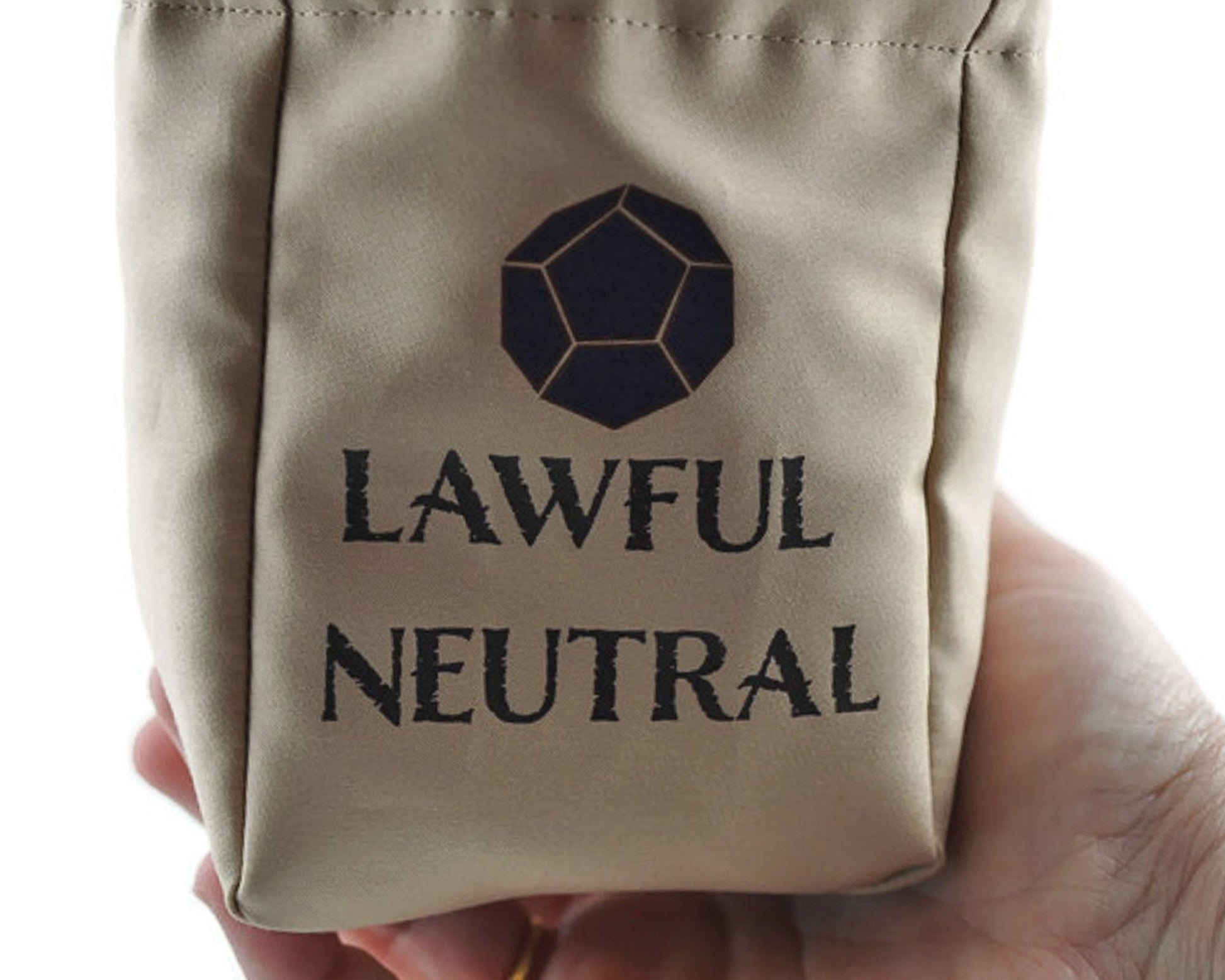 D20 dice bag,&quot;Lawful Neutral, Dungeons and Dragons dice pouch